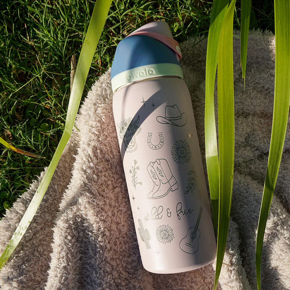 950ml Owala Style Water Bottle - Half Wrap - WILD & FREE