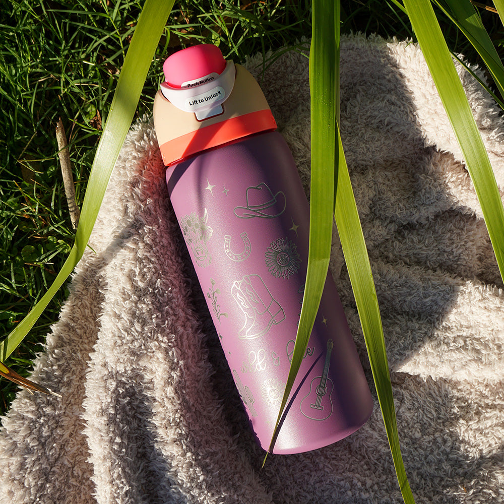 950ml Owala Style Water Bottle - Half Wrap - WILD & FREE
