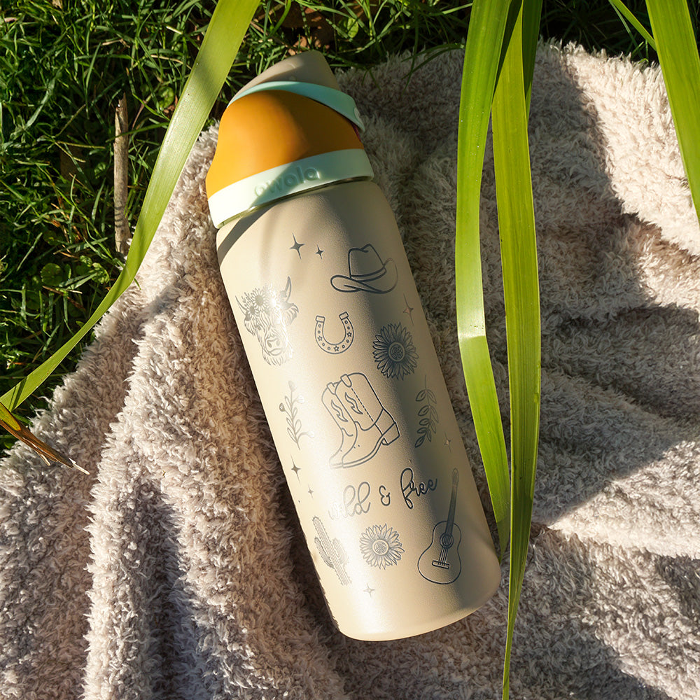 950ml Owala Style Water Bottle - Half Wrap - WILD & FREE