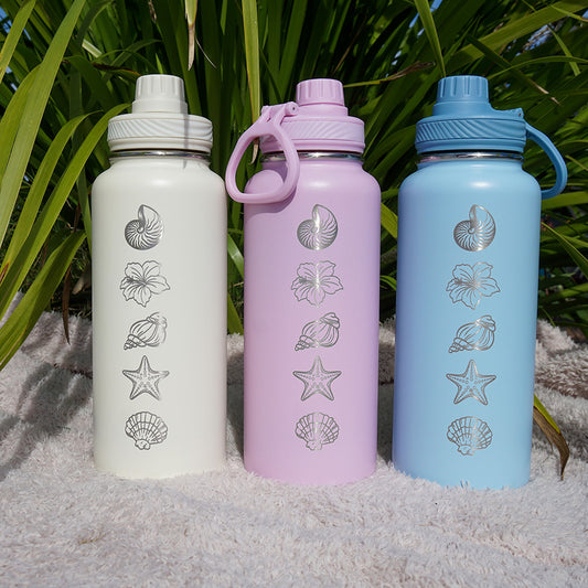 1L Insulated Water Bottle - Half Wrap - SEA SHELL