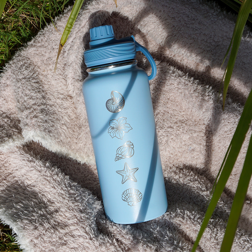 1L Insulated Water Bottle - Half Wrap - SEA SHELL