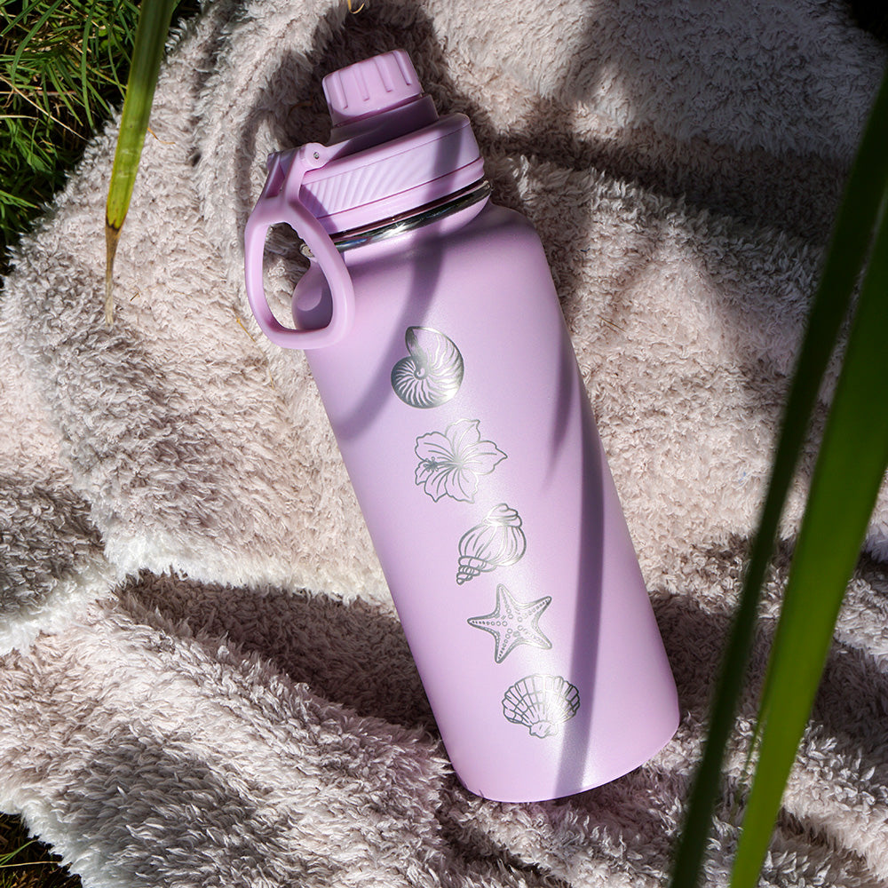 1L Insulated Water Bottle - Half Wrap - SEA SHELL