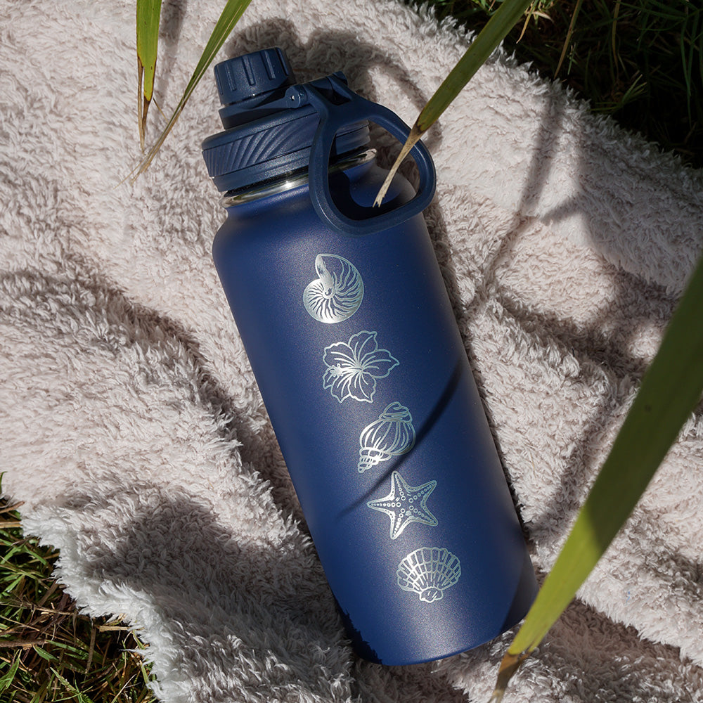 1L Insulated Water Bottle - Half Wrap - SEA SHELL