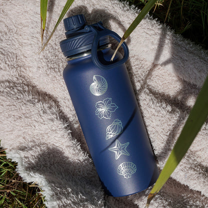 1L Insulated Water Bottle - Half Wrap - SEA SHELL