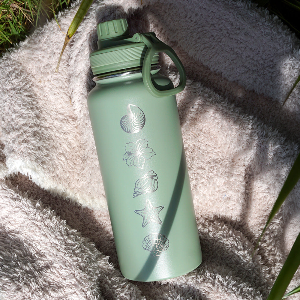 1L Insulated Water Bottle - Half Wrap - SEA SHELL