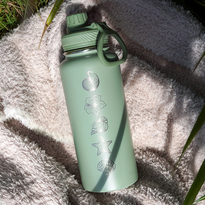1L Insulated Water Bottle - Half Wrap - SEA SHELL