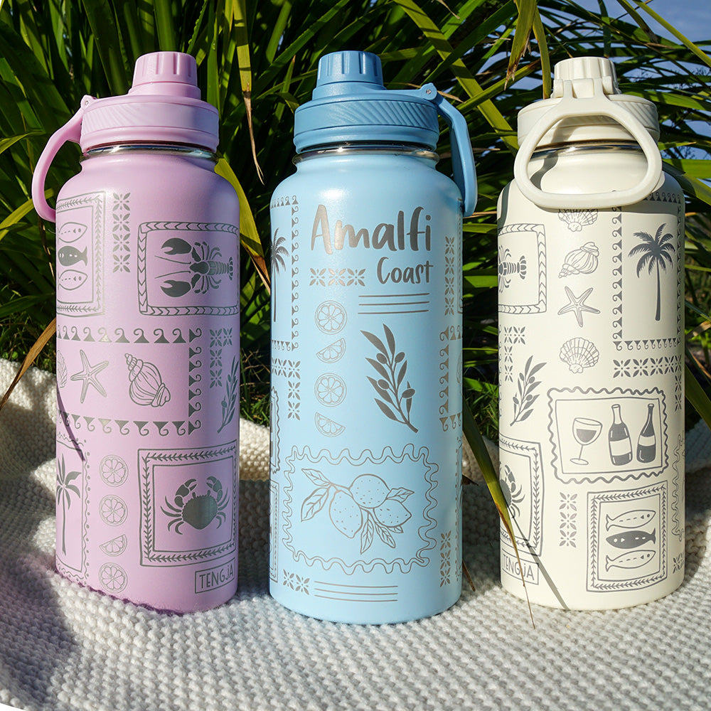 1L Insulated Water Bottle Full Wrap - AMALFI