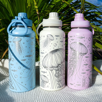 1L Insulated Water Bottle Full Wrap - JELLYFISH