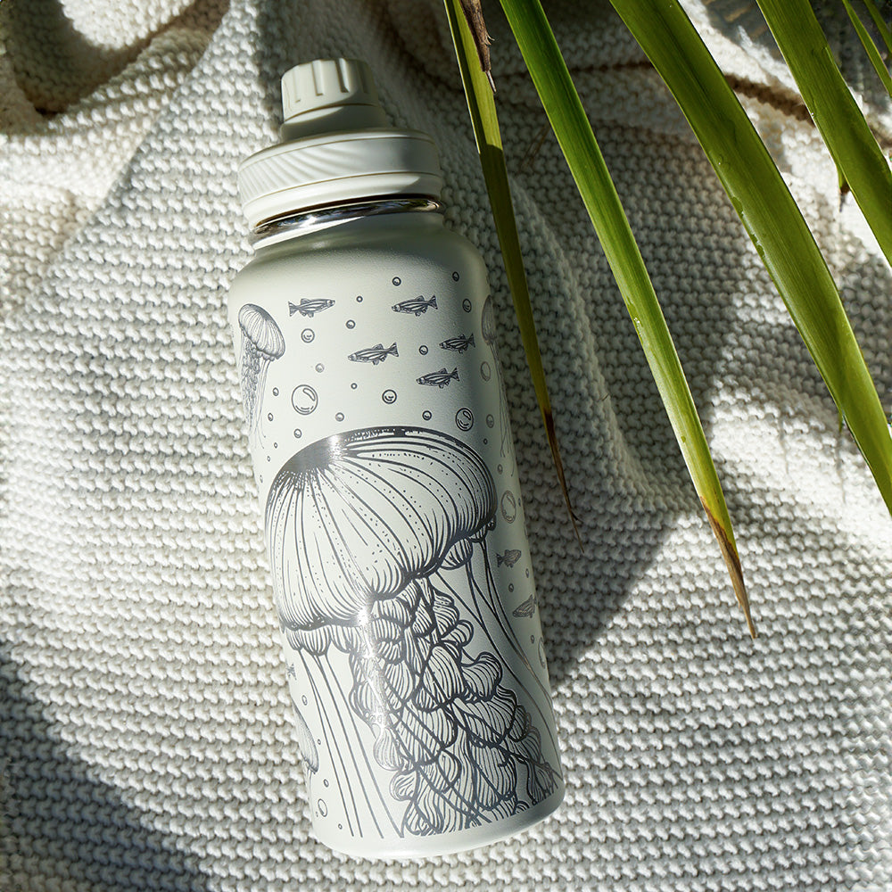 1L Insulated Water Bottle Full Wrap - JELLYFISH