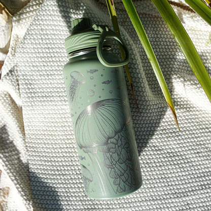 1L Insulated Water Bottle Full Wrap - JELLYFISH