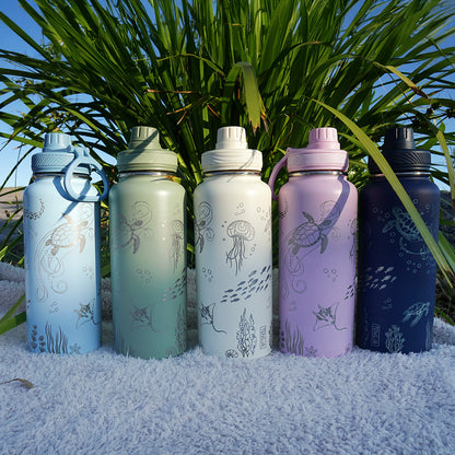 1L Insulated Water Bottle Full Wrap - OCEAN