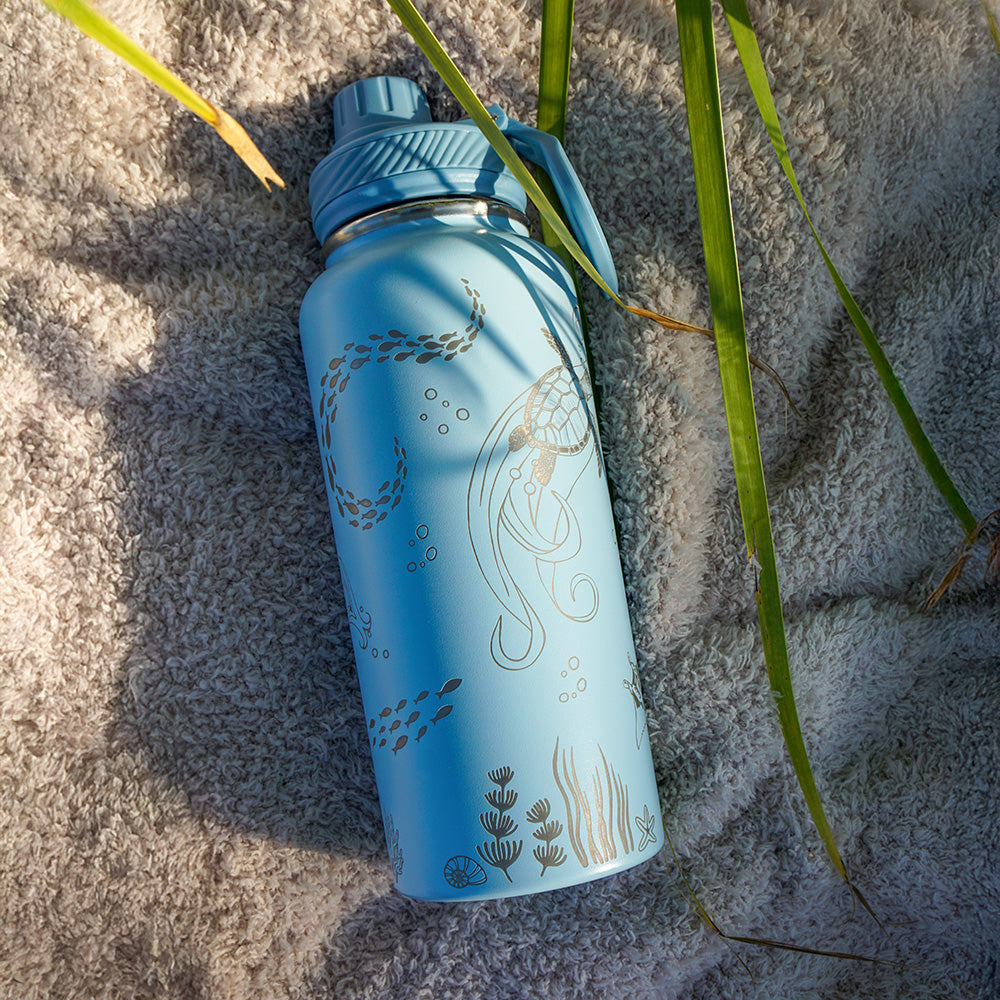 1L Insulated Water Bottle Full Wrap - OCEAN