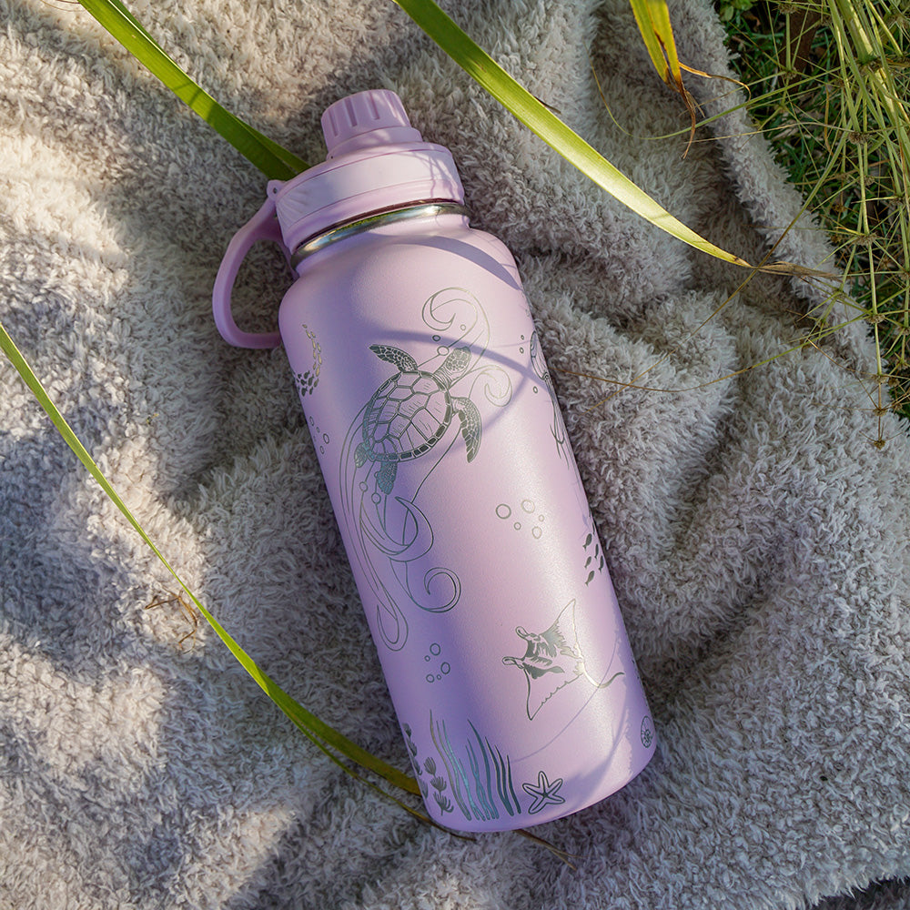 1L Insulated Water Bottle Full Wrap - OCEAN