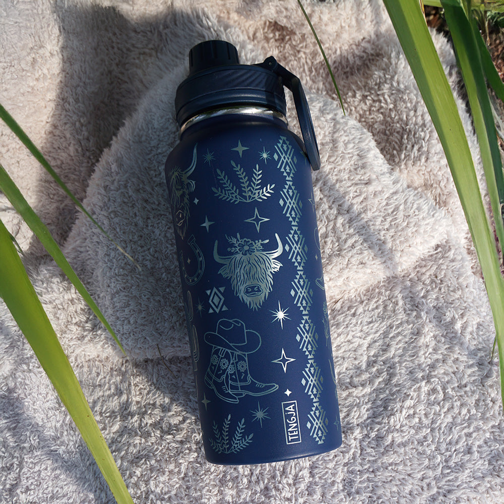 1L Insulated Water Bottle Full Wrap - WESTERN