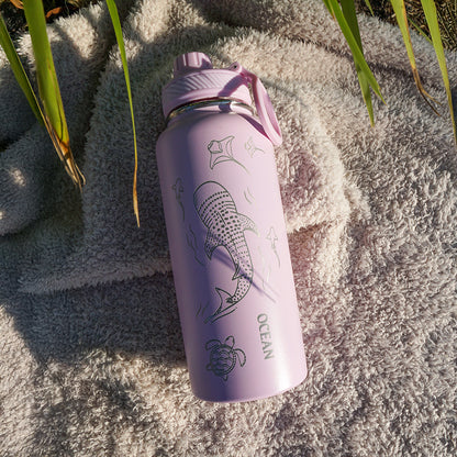 1L Insulated Water Bottle - Half Wrap - WHALE SHARK