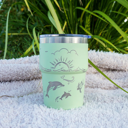 Insulated Coffee Cup 470mL Full Wrap DOLPHIN
