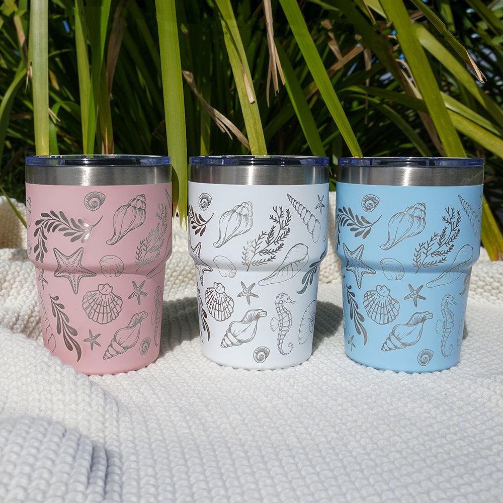 Insulated Coffee Cup 470mL Full Wrap SEASHELLS