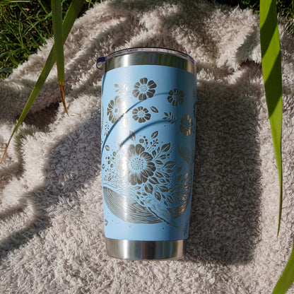 Insulated Coffee Cup 600mL Full Wrap FLORAL WHALE