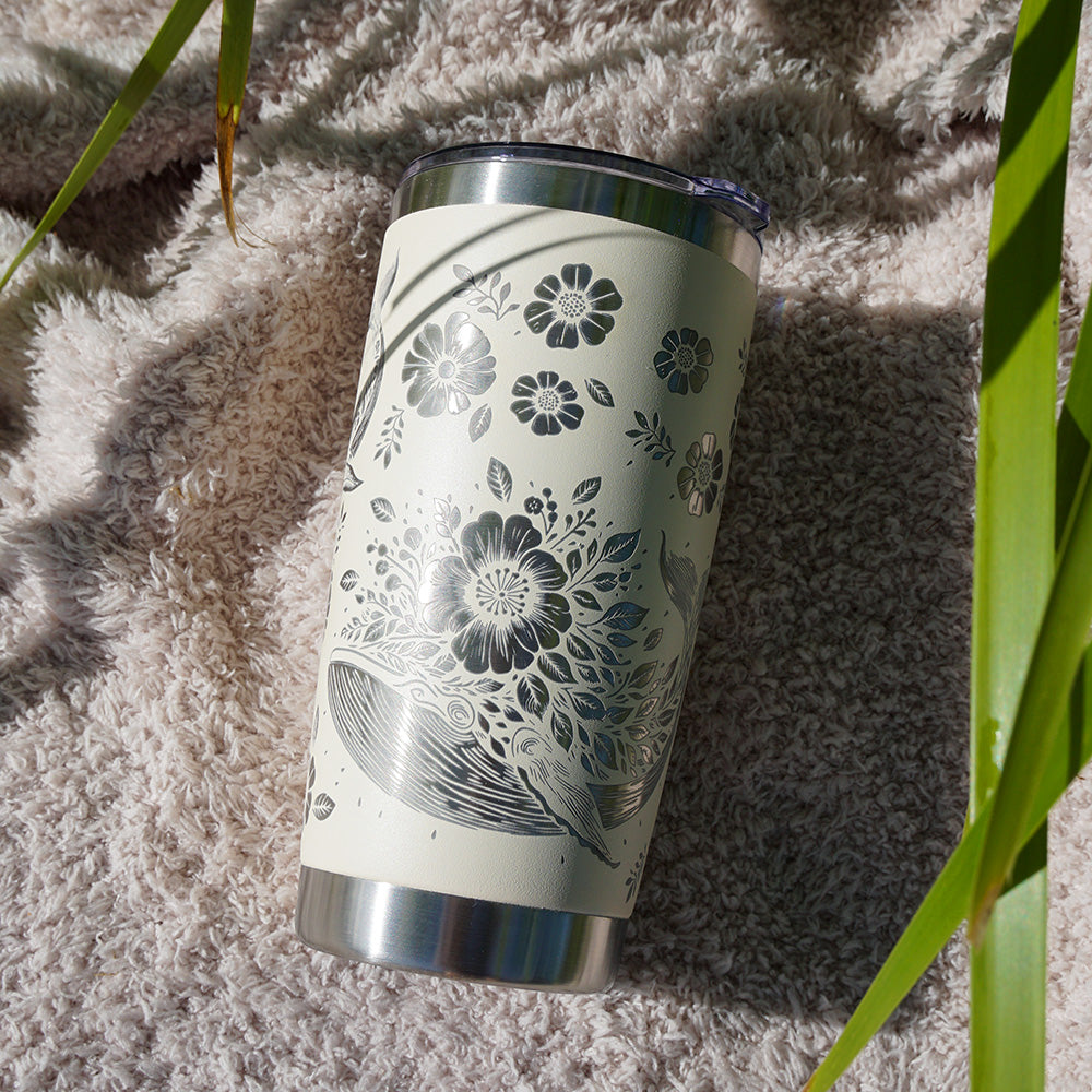Insulated Coffee Cup 600mL Full Wrap FLORAL WHALE