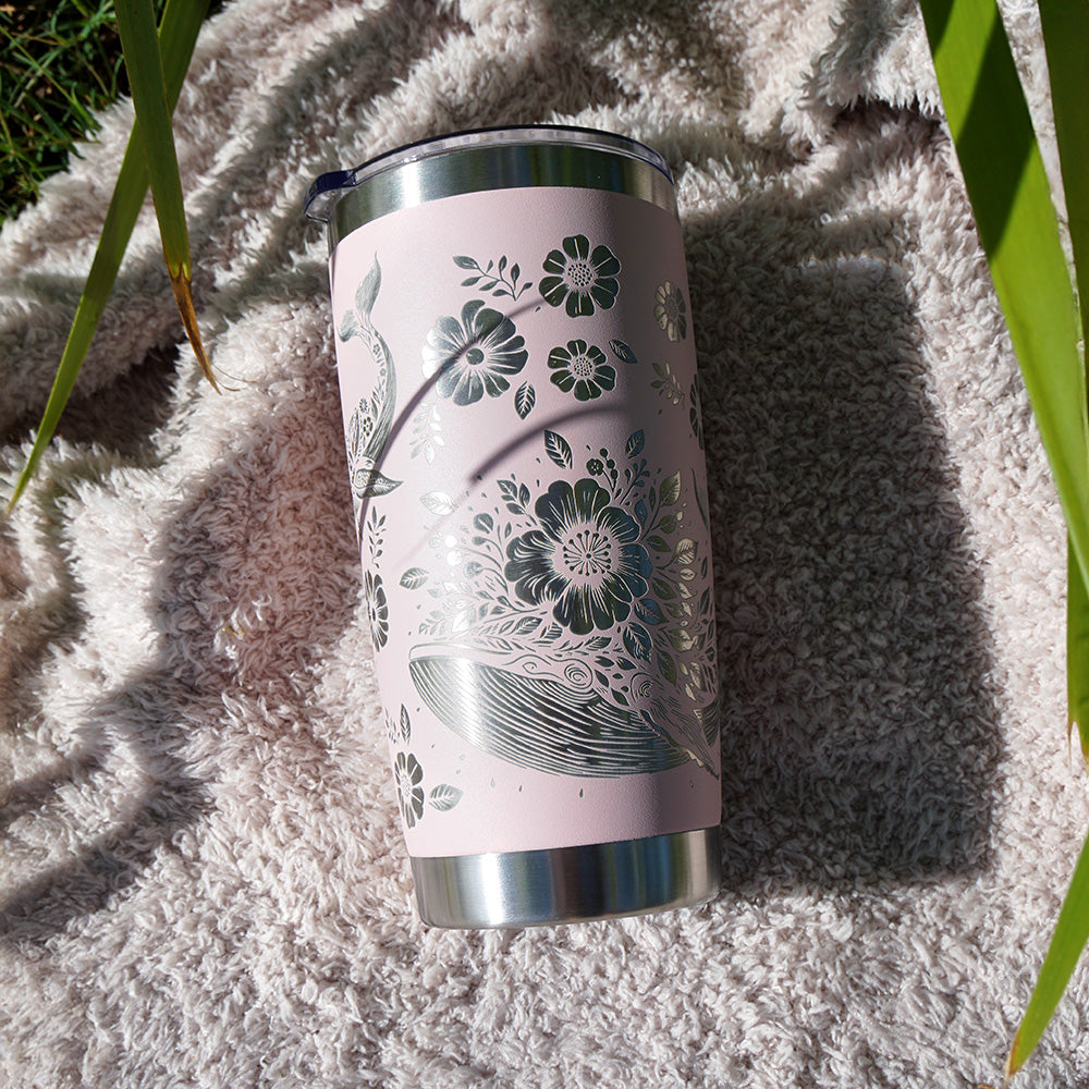 Insulated Coffee Cup 600mL Full Wrap FLORAL WHALE
