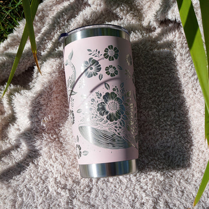 Insulated Coffee Cup 600mL Full Wrap FLORAL WHALE