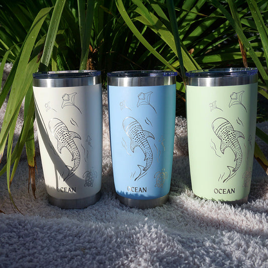 Insulated Coffee Cup 600mL Half Wrap WHALE SHARK