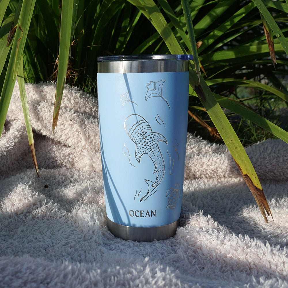 Insulated Coffee Cup 600mL Half Wrap WHALE SHARK