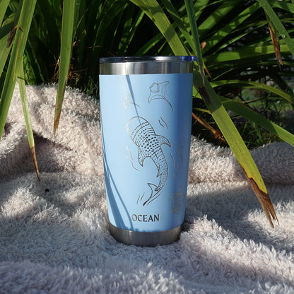Insulated Coffee Cup 600mL Half Wrap WHALE SHARK