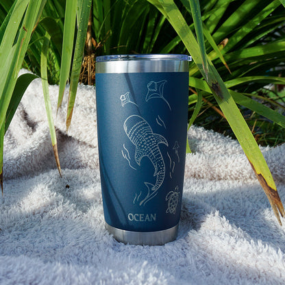 Insulated Coffee Cup 600mL Half Wrap WHALE SHARK