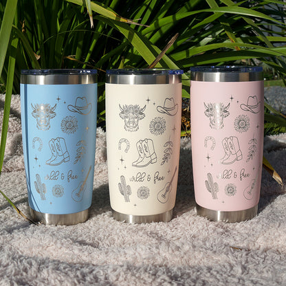 Insulated Coffee Cup 600mL Half Wrap WILD AND FREE