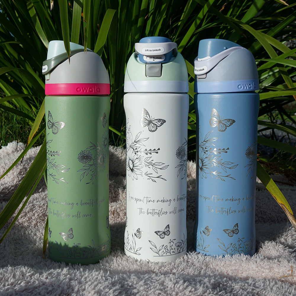 700ml Owala Style Water Bottle Full Wrap - FLORAL