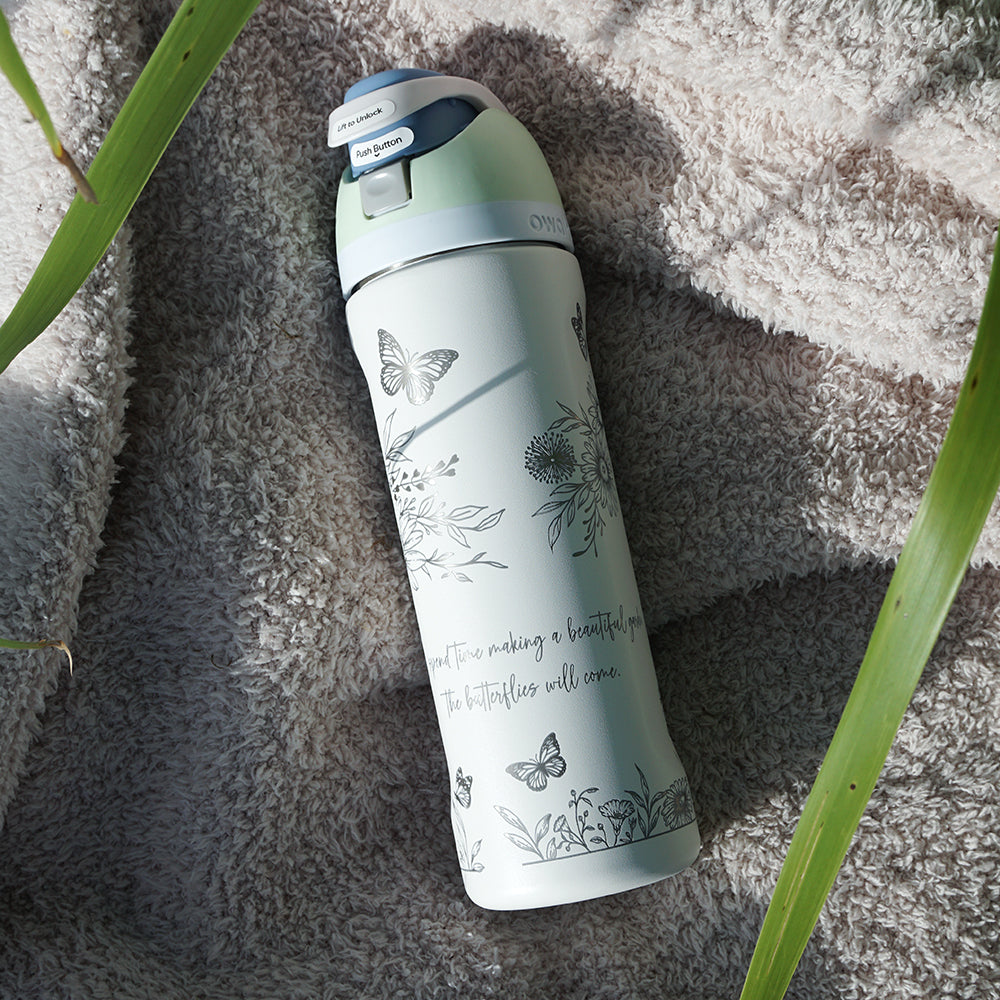 700ml Owala Style Water Bottle Full Wrap - FLORAL