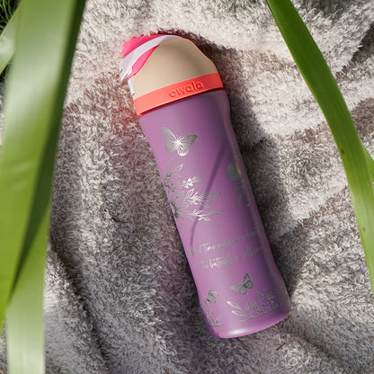 700ml Owala Style Water Bottle - Full Wrap - SMELL THE ROSES - SALE