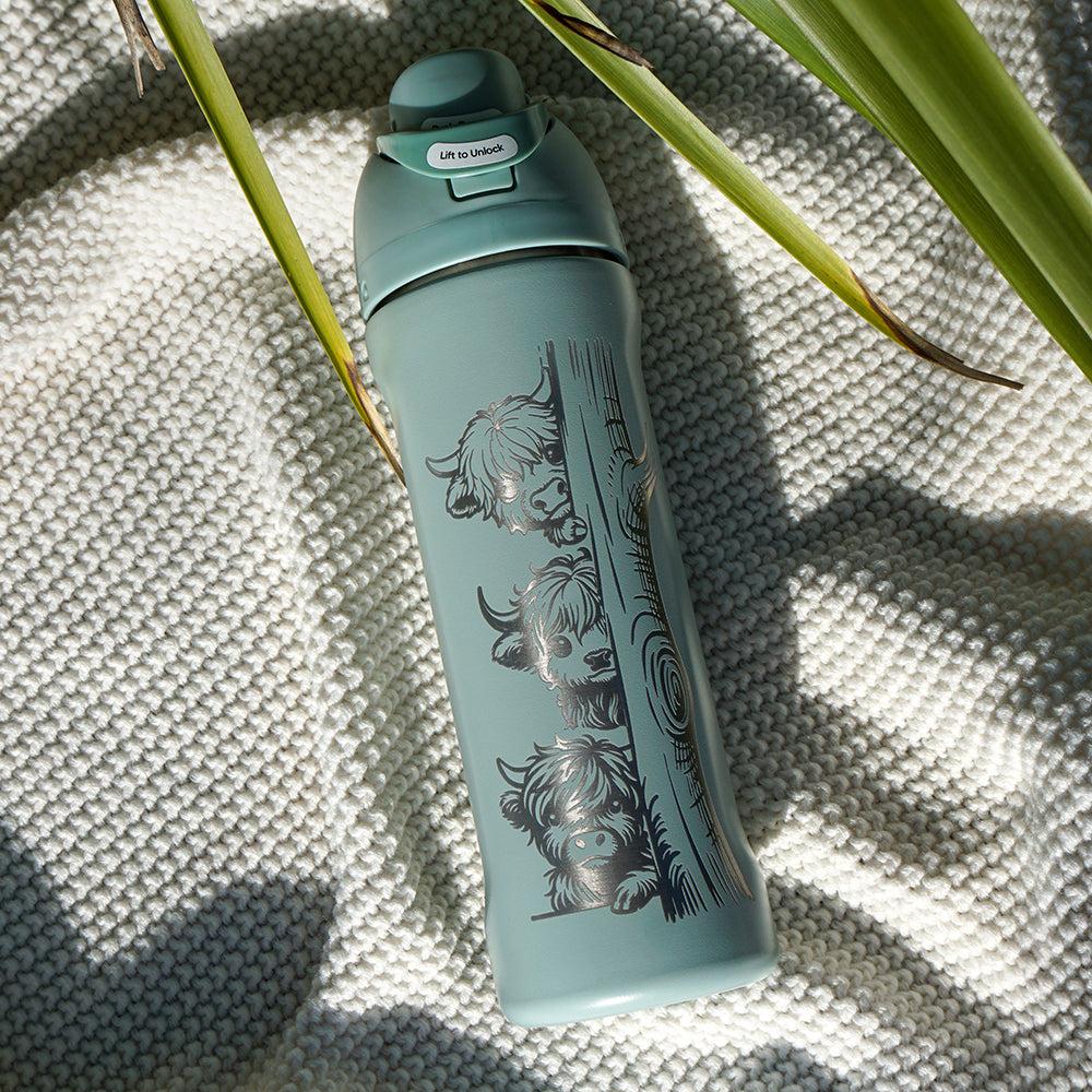 700ml Owala Style Water Bottle Half Wrap - HIGHLAND COWS