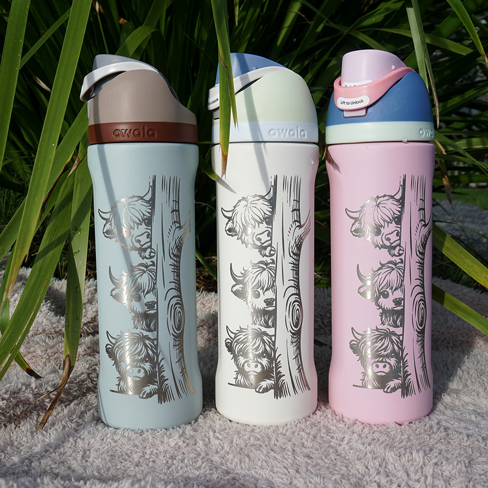 700ml Owala Style Water Bottle Half Wrap - HIGHLAND COWS
