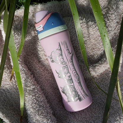 700ml Owala Style Water Bottle Half Wrap - HIGHLAND COWS
