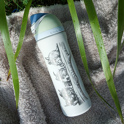 700ml Owala Style Water Bottle Half Wrap - HIGHLAND COWS