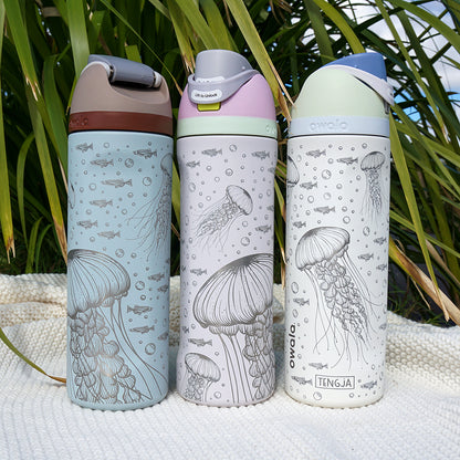 700ml Owala Style Water Bottle Full Wrap - JELLYFISH