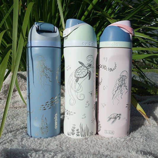 700ml Owala Style Water Bottle Full Wrap - OCEAN