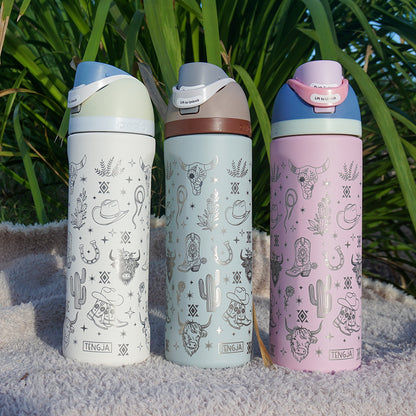 700ml Owala Style Water Bottle Full Wrap - WESTERN/COWGIRL