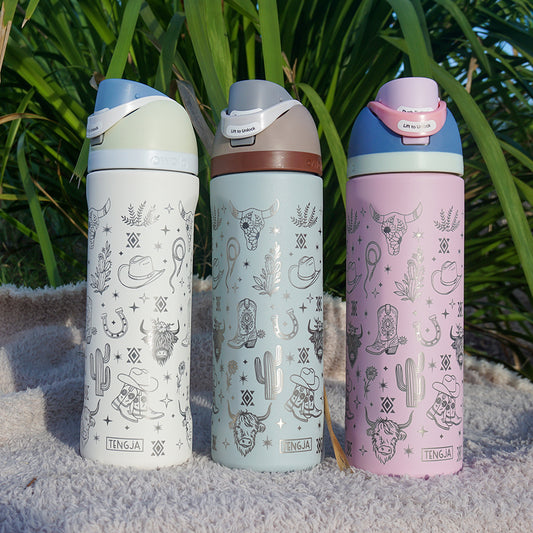 700ml Owala Style Water Bottle Full Wrap - WESTERN/COWGIRL