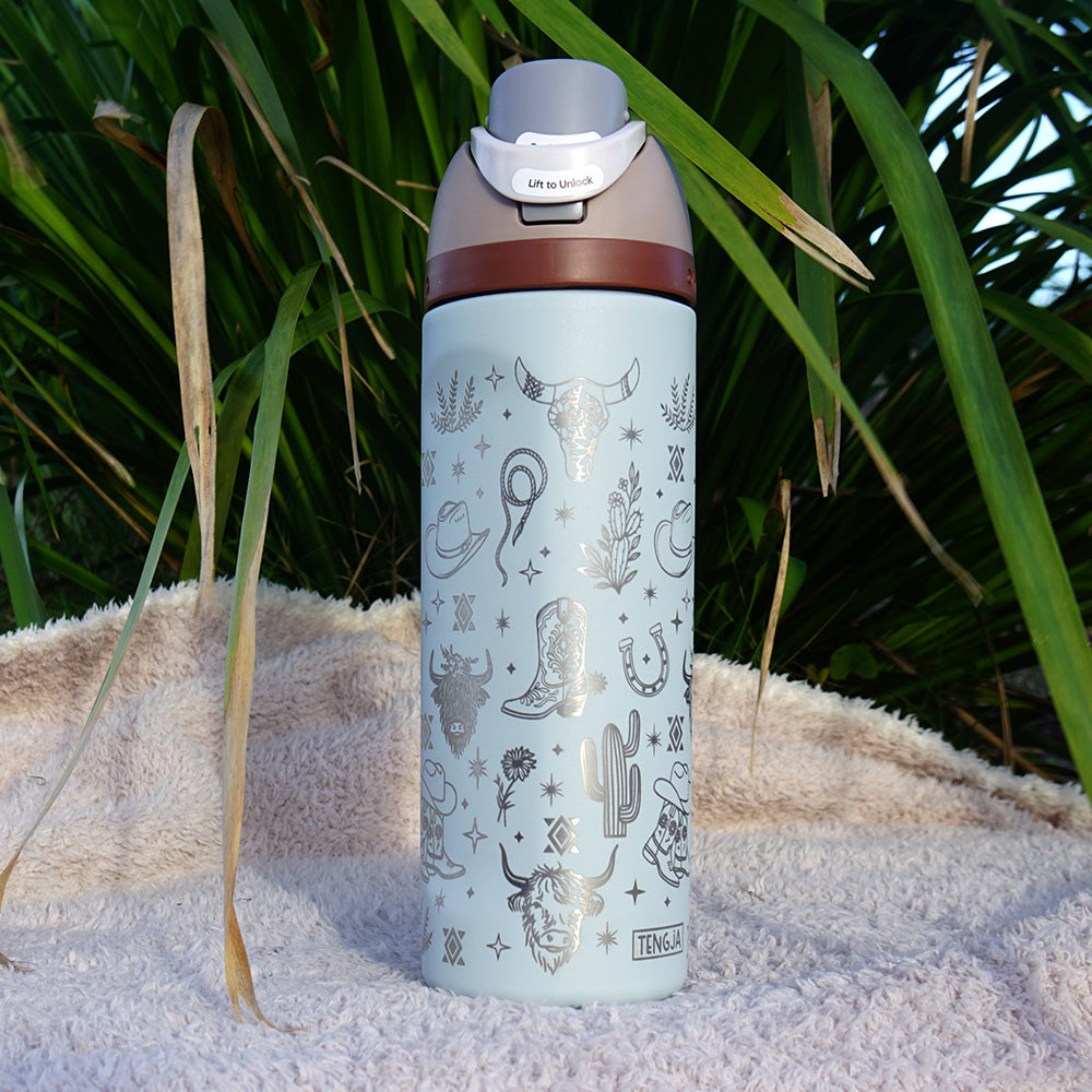 700ml Owala Style Water Bottle Full Wrap - WESTERN/COWGIRL