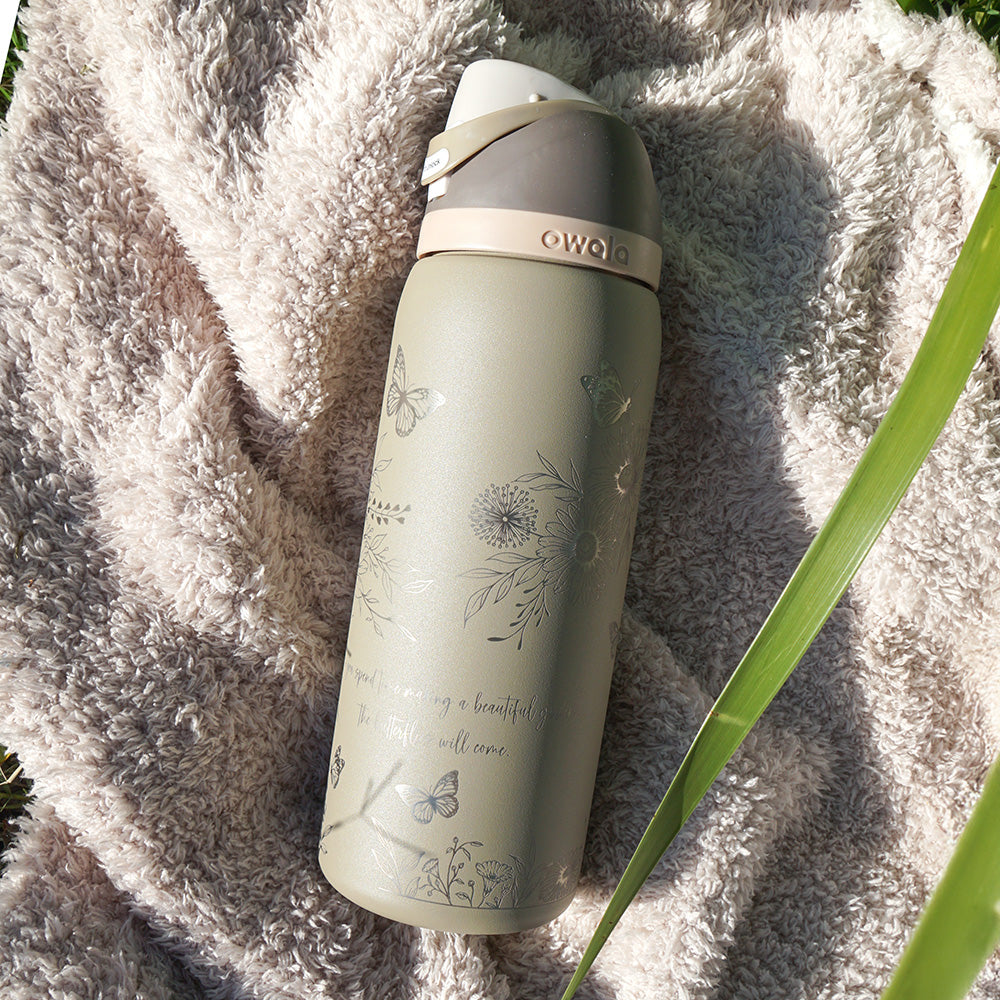 950ml Owala Style Water Bottle - Full Wrap - FLORAL