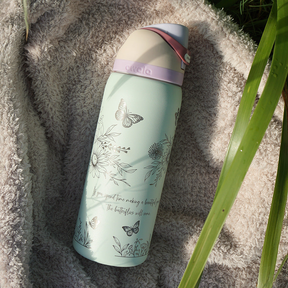 950ml Owala Style Water Bottle - Full Wrap - FLORAL
