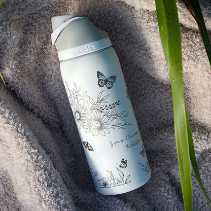 950ml Owala Style Water Bottle - Full Wrap - FLORAL