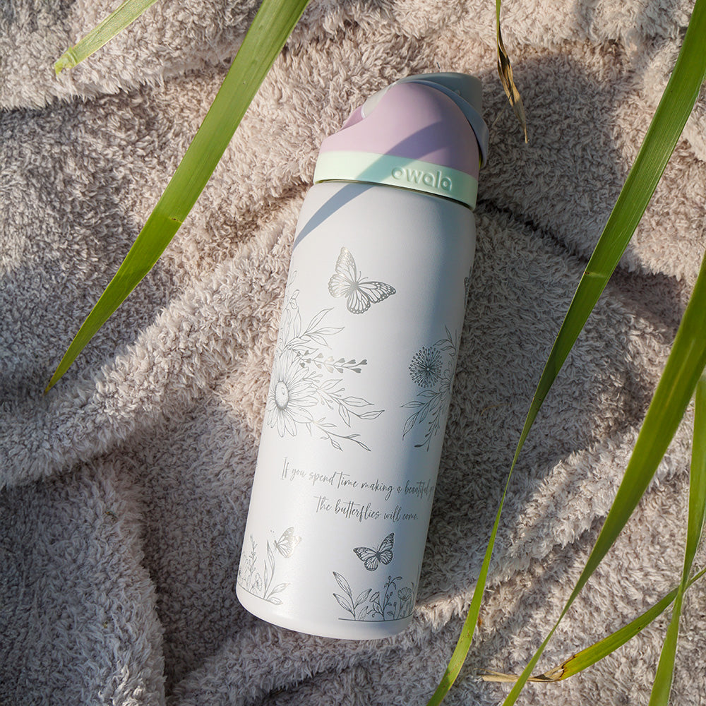 950ml Owala Style Water Bottle - Full Wrap - FLORAL