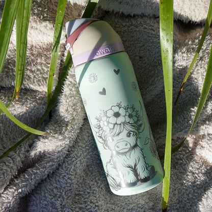 950ml Owala Style Water Bottle - Full Wrap - HIGHLAND COW
