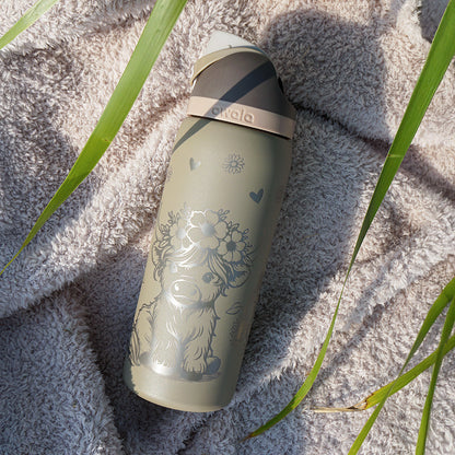 950ml Owala Style Water Bottle - Full Wrap - HIGHLAND COW