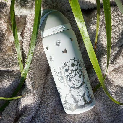 950ml Owala Style Water Bottle - Full Wrap - HIGHLAND COW