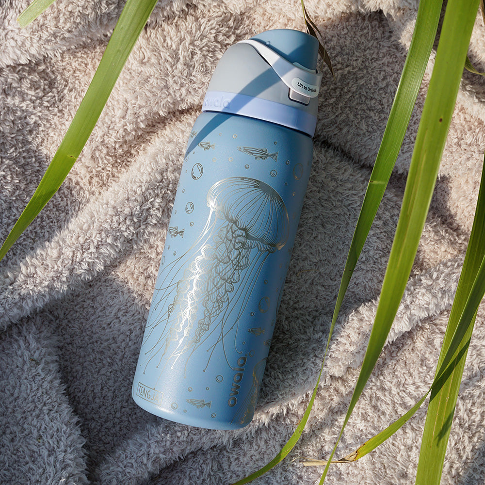 950ml Owala Style Water Bottle - Full Wrap - JELLYFISH